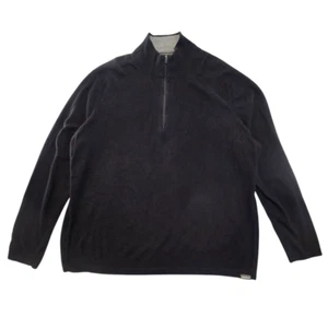 Eddie Bauer Mens Black Merino Wool Blend Sweater 2XL Quarter Zip Business Preppy - Picture 1 of 11