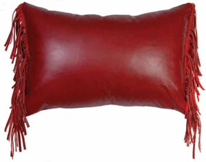 Pillow Leather Cover Genuine Cushion Red Decorative Throw Soft Free Shipping 6 - Picture 1 of 2