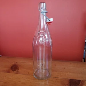 Geyer Freres Maison Fondee En 1895 Hinged Bail Stopper 12.5" Glass Water Bottle - Picture 1 of 12