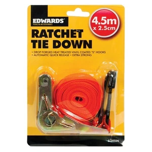 New 4.5m Ratchet Tie Down Strap Quick Release Cargo Trailer Lashing Hooks - Picture 1 of 1