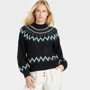 Who What Wear Chevron Crewneck Pullover Sweater - Picture 1 of 2