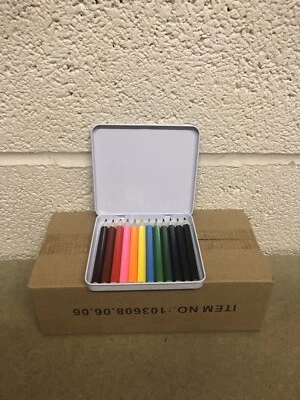 BOX OF 12 COLOURING PENCIL TINS ( 12 PENCILS IN EACH TIN) PERSONALISE/ PARTY BAG - Image 1 of 3