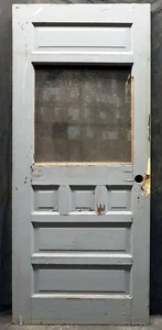 32x78" Antique Vintage Old Reclaimed SOLID Wood Wooden Entry Door 6 Panels Glass - Picture 1 of 5