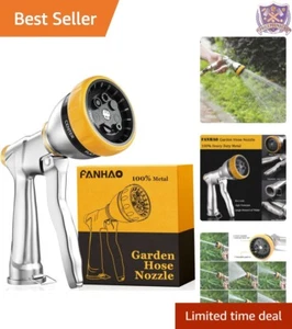Garden Hose Nozzle Heavy Duty Metal 7 Spray Patterns for Watering and Cleaning - Picture 1 of 9