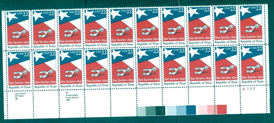 US 2204 Republic of Texas, Plate Block/20, Mint OG NH - Image 1 of 1