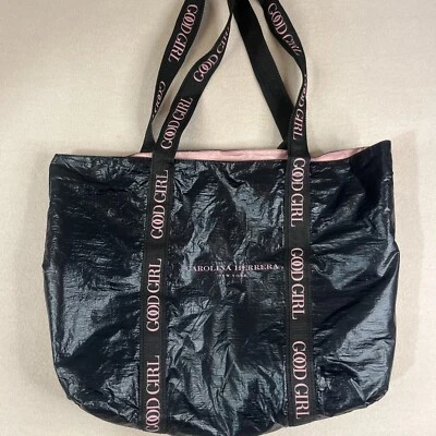 Bolso de Mano Good Girl Carolina Herrera Nueva York Negro Rosa Reutilizable Compras 16x22" Foto 1 de 3