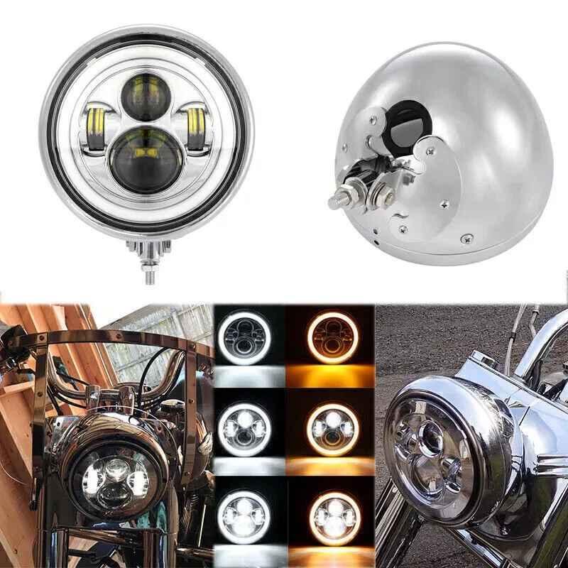 For Harley Davidson Heritage Softail Classic FLSTC LED Headlight w/Housing Shell - Image 1 of 4