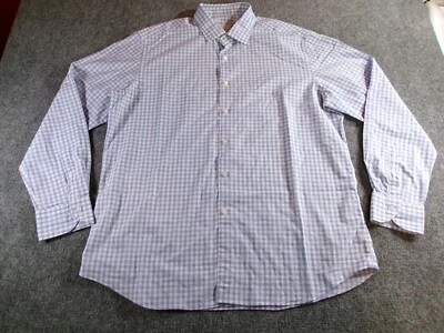 XACUS Shirt Mens 17.5 / 44 Blue Check Long Sleeve Lightweight Cotton Button Down - Image 1 of 4