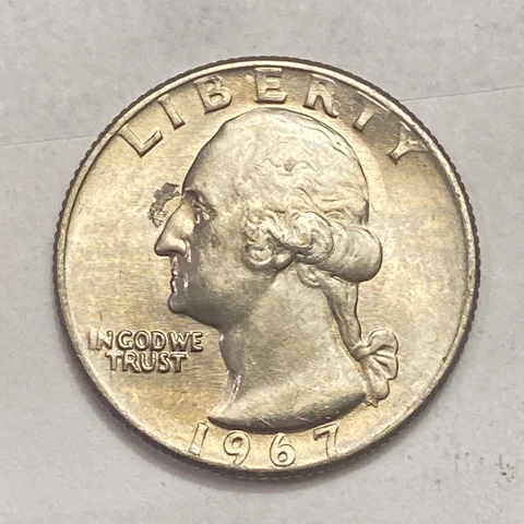 GEM BU 1967 Washington Quarter Philadelphia Mint - NOT SMS -Coin Shown Ships A11 Cover