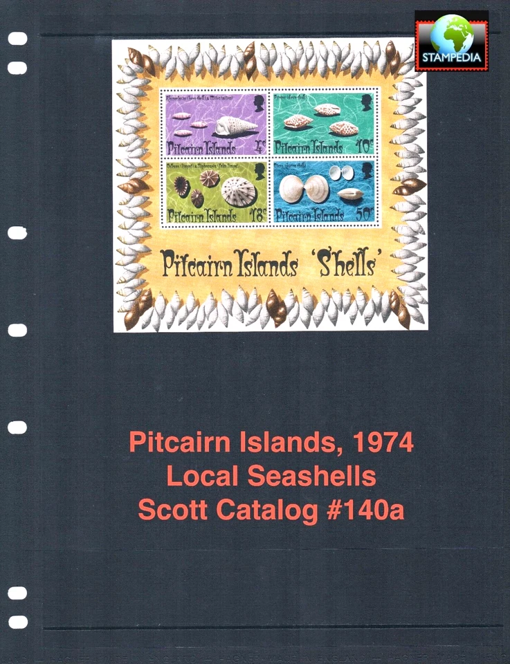 $5.50 Scott Value - 1974 PITCAIRN ISL. Seashells s/s Shells Pacific MNH NH UMM - Image 1 of 4