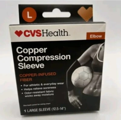 CVS Health Copper Compression Sleeve, Elbow Size Large NIB - Image 1 of 3