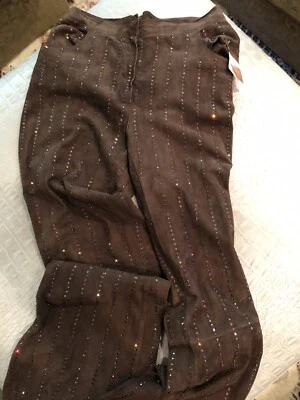 DOLCE & GABBANA Very Soft BROWN SUEDE LEATHER PANTS W/ TOPAZ CRYSTALS - Image 1 of 4