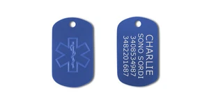 Medaglietta MEDICA Cane Gatto BLU 38x22 mm INCISIONE GRATUITA - Picture 1 of 1
