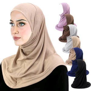 Muslim Women Hijab Turban Wrap Headscarf Solid Color Head Cover Scarf Shawl Arab - Picture 1 of 17