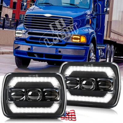 2PCS Fits For Sterling Truck LT9500 7x6" 5X7" LED Headlights w/ DRL Turn Signals - Image 1 of 4