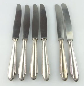 6 original alte WMF Dessermesser mit Kreuzband in 90er Silberauflage e563 - Bild 1 von 4