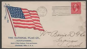 9 de julio de 1901 National Flag Co portada publicitaria Cincinnati OH a Saginaw MI - Imagen 1 de 2