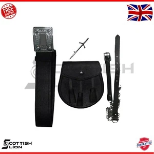 3-teiliges Scottish Highland Herren Kilt Accessoire Set - Sporran, Gürtel & Pin - Bild 1 von 4