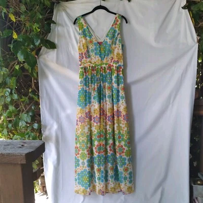 Modcloth Dress Womens Size M Multi Colored Geometric Sleeveless Maxi Pockets Zip - Image 1 of 4