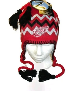 Detroit Red Wings Zephyr Mens Adult Red Beanie Tassels Winter Hat Cap New Nhl - Picture 1 of 2