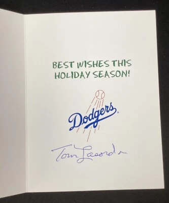 Tommy Lasorda Signed Christmas Card 2003 Dodgers Baseball HOF Autograph JSA #1 - Image 1 of 3