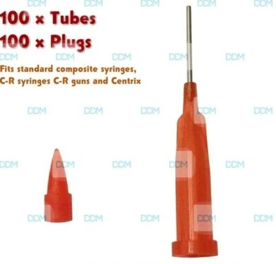 DDM INTERNATIONAL Dental Tubes and Plugs Set for Centrix, C-R,Composite Syringe Uni-Dose Orange