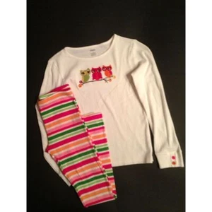 Gymboree Fall For Autumn EMBROIDERY Owl Top Multi Stripe Leggings LOT 12 EUC - Picture 1 of 8