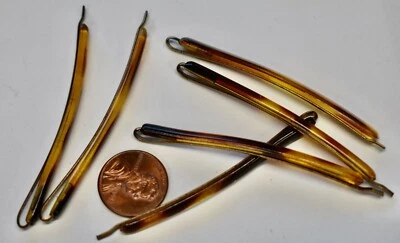 ВИНТАЖНЫЕ 6 ЧЕРЕПАХОВЫХ ПЛАСТИКОВЫХ ЗАКОЛОК ДЛЯ ВОЛОС ЮВЕЛИРНЫЕ БУЛАВКИ BOBBY • 2 3/8 дюйма ПРОЧНЫЕ - Изображение 1 из 2