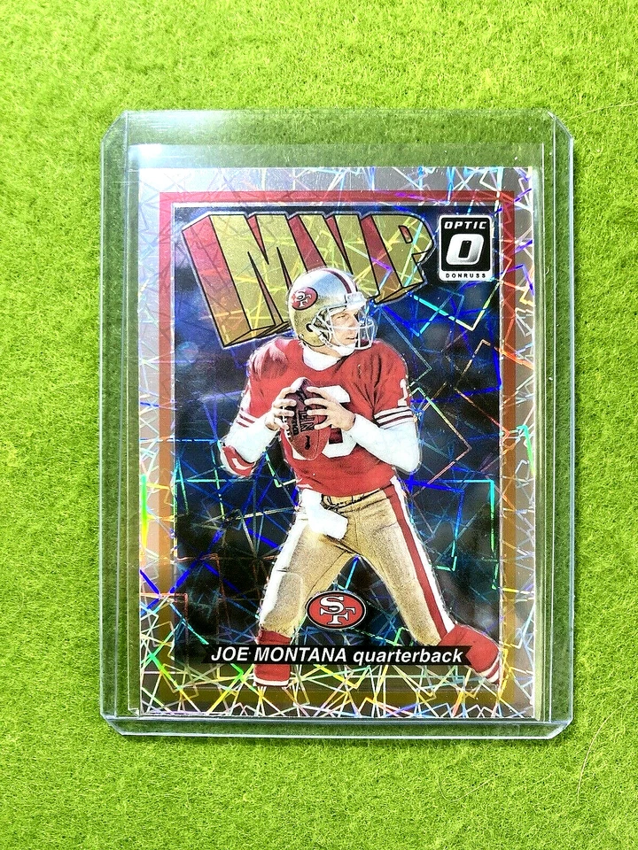 Tarjeta de velocidad Joe Montana LAZER PRIZM SF 49ers SSP 2018 Donruss Optic MVP SP Foto 1 de 4