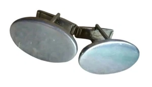 Gemelos ovalados Estate True Vintage años 50 Rockabilly tono plateado mafia para hombre - Imagen 1 de 3