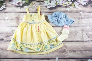 Gymboree Vintage Bonjour Provence 3T Niña Vestido Floral, Sombrero, Calcetines Set Nuevo con Etiquetas - Imagen 1 de 12