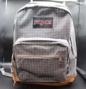 JANSPORT Right Pack Backpack Digital Edition Gray Window Pane Pattern W/ Suede - Picture 1 of 17