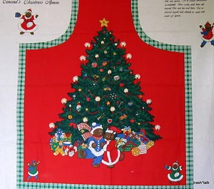 DELANTAL Joan Kessler Panel de Tela Concord Árbol de Navidad Oso de Peluche Pareja - Imagen 1 de 3