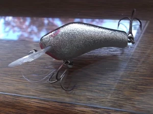 Älterer Poe's Super Cedar 200 Holz Crankbait Silber Glitzer Schwarz Rückseite - Bild 1 von 4