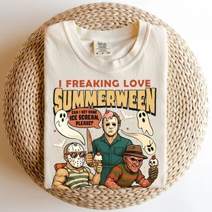 Comfort Colors Summerween Shirt, Horror Ice Cream Tee, Spooky Movie Shirt - Picture 1 of 10
