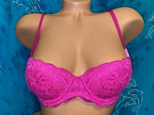 Nuevo con etiquetas Sujetador Victoria’s Secret Sexy ROSA 2015 Brillante Neón Encaje Fecha Push Up 32B - Imagen 1 de 11