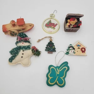 7 Piece Christmas Ornament Lot, Rubber Steam Boat, Kurt Adler, Snowman... - Picture 1 of 13