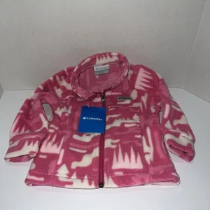Columbia Benton Springs II bedrucktes Fleece, Kleinkind 12-18M, pink/weiß Neu mit Etikett - Bild 1 von 9