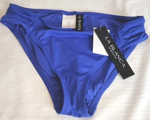 NEU LA BLANCA BIKINIUNTERTEIL MIT GERAFFTEN SEITEN BLAU GRÖSSE 8 - Bild 1 von 5