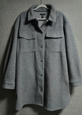 New Look Women's Grey Fleece Overcoat Coat, Snaps, Pockets, Plus Size: 18/ 46 - Image 1 of 4