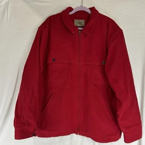 LL Bean Main Guide Jac-Shirt Full Zip Wool Heavy Jacket Red XXL Tall Hunting - Picture 1 of 13