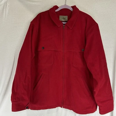 LL Bean Main Guide Jac-Shirt Full Zip Wool Heavy Jacket Red XXL Tall Hunting - Image 1 of 4