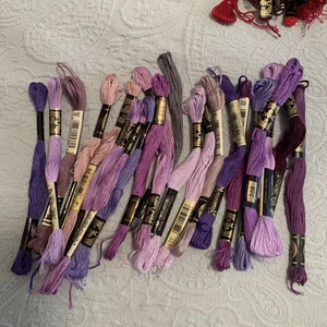 20-DMC 6-Strand Embroidery Cotton 8.7yd- Off Mixed Purples One Of Several Lots - Picture 1 of 4