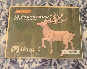 Reward Original "12- Point Buck 3-D Wooden  Puzzle" New  With 38 Pieces - Picture 1 of 6