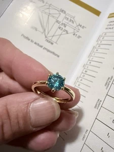 1 Carat Moissanite Ring D/ VVS1, Size 6.5, Round Brilliant Cut, GRA Certified. - Picture 1 of 9