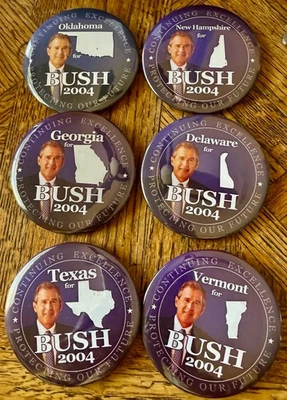 Lote de 6 2004 George W. Bush para President States Pin Button Pinback Foto 1 de 2