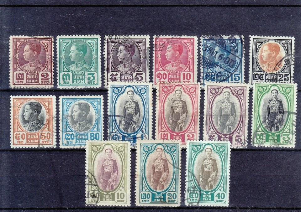 TAILANDIA SIAM 1928 JUEGO REGULAR DE 15 Mi 199-213 USADO Foto 1 de 1