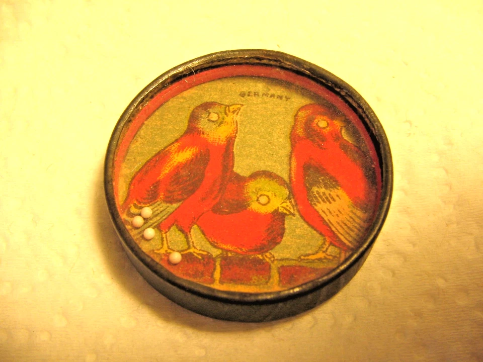 3 BIRDS Antique Vtg Dexterity Ball Game Toy Puzzle Glass Mirror back Germany VGC - Image 1 of 4