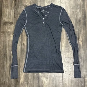 True Religion Henley Long Sleeve Shirt Gray Star Design S - Picture 1 of 4