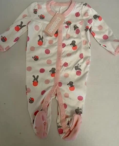 NWT Infant Girls 3-6 mo Gymboree ANIMAL FRIENDS Bunny Rabbit Cotton SLEEPER 1pc - Picture 1 of 2